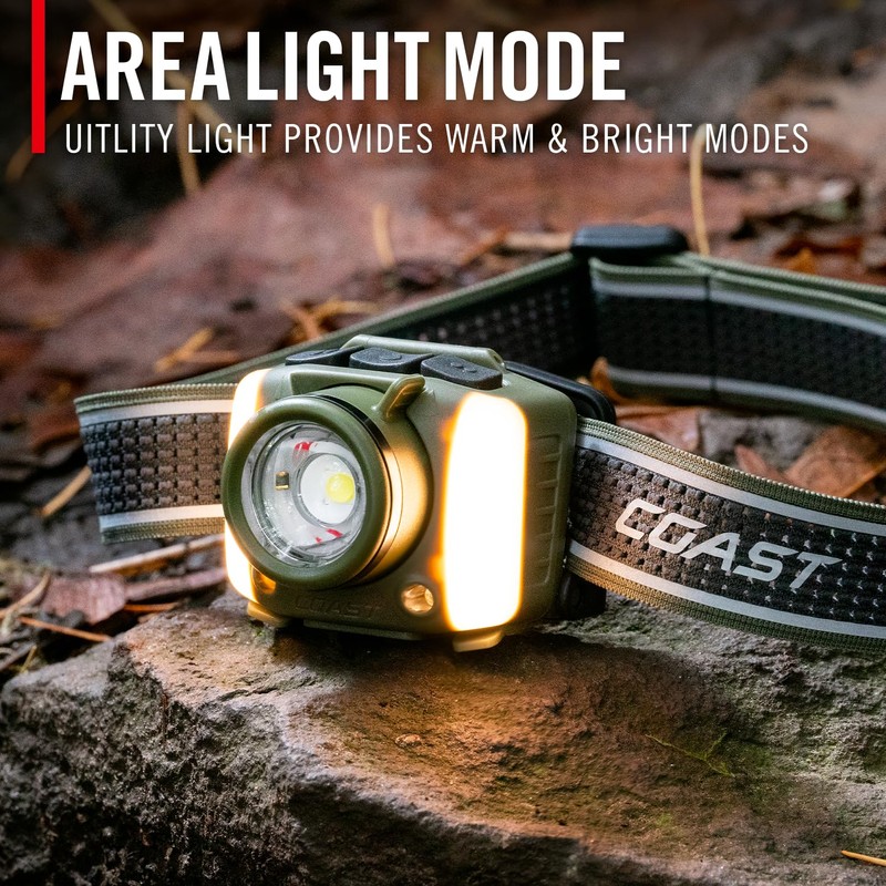 Coast FL95R 1250 Lumen Rechargeable Plus LED Headlamp with Green,
