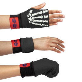 FLIPMITS Fingerless 3-in-1 Performance Gloves | Running, Hiking, Gym Workouts, Cycling, Yoga, Pilates, Driving, Sewing, Video Games, Sweat Wicking, Insulating (Skellyhands, X-Large)