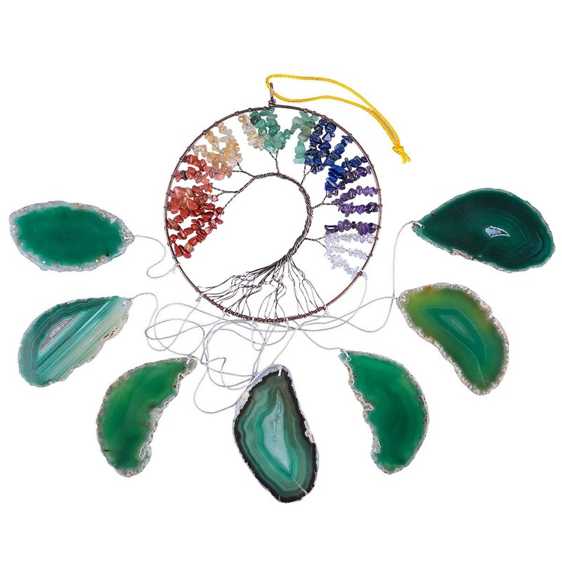 Rockcloud 7 Chakra Tree of Life Wall Hanging Wind Chimes