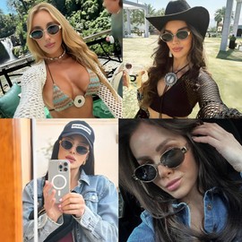 JieJieko Polarized Oval Sunglasses for Women, Retro Metal Frame Small Sunglasses Ladies Shades (Lepord Gold Brown)