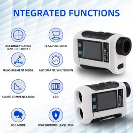 VCJTA Golf Rangefinder with Slope Laser Range Finder for Golfing Hunting 900 Yard High-Precision Flag Pole Locking Vibration LCD Display Voice Broadcast 10 Modes Rechargeable White