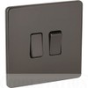 Screwless Flat Plate Black Nickel 10AX Light Switch 2 Gang 2 Way