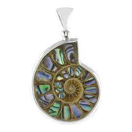 Starborn Sterling Silver Ammonite with Abalone Shell Inlay Pendant