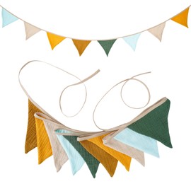 Nursery Fabric Bunting,Colorful Cotton Bunting Banner for Garden Tea Wedding Shower Girls Boys (Style 1)