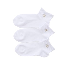 Champion CBSCY301 Plain Socks, Kids (3 Pairs), Antibacterial, Odor Resistant, Non-Pile, Logo Embroidery, One Point Logo, Short Length Socks, white