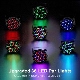 Stage Lights 36 LED RGB DJ Par Light Remote & DMX Controlled Sound Activated Uplights for Wedding Birthday Club Christmas Music Show Dance Party Stage Lighting-10 Pack