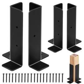 4Pcs Adjustable Post Anchor Base Fit 1.5x1.5,2x2,2x4,4x4 Wood Fence Pergola Post, Half Column Black Post Support Brackets for Deck Railing