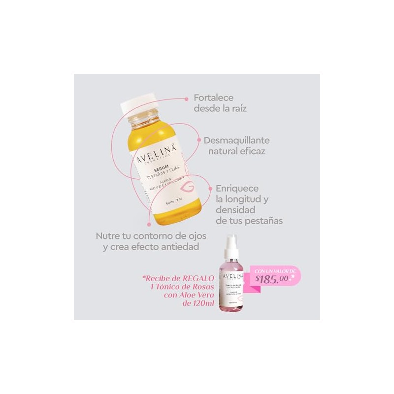 AVELINA COSMETICS Kit Serum Alargador de Pestañas y Cejas 100%
