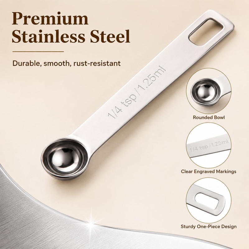 Thfaeyta 4 PCS Metal Measuring Spoons 1/4 TSP, 1/2 TSP,