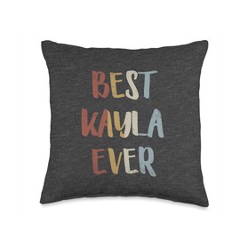 Best Kayla Ever Retro Vintage Name Gift Dark Heather Gray Throw Pillow