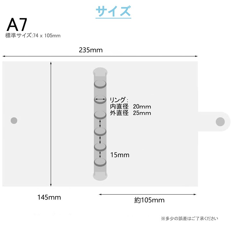 6 Holes A7 Personal Notebook Binder A7 Transparent with Bodan
