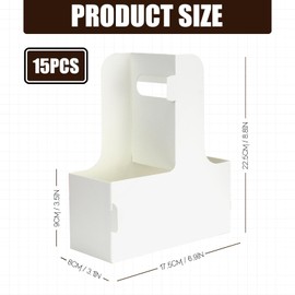 2 Cup Disposable Drink Carrier for Delivery with Handle,15 Count Kraft Paperboard Cup Holder,Cup Carriers for Hot or Cold Drinks,Coffee Carrier, Food Delivery,Take Out Cup Carriers (White, 30 PCs)