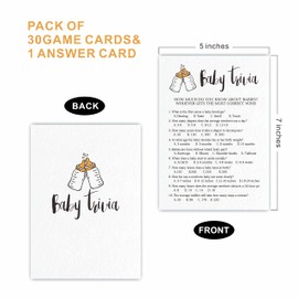 Baby Shower Game Cards, 30 Baby Popin Bottle Theme Baby Trivia Game, 5 X 7 Inches Double Sided Fill-In Game Cards For Gender Boys Or Girls, 30 Cards & 1 Answer Card, Party Favor & Supplies-BBYX-B07