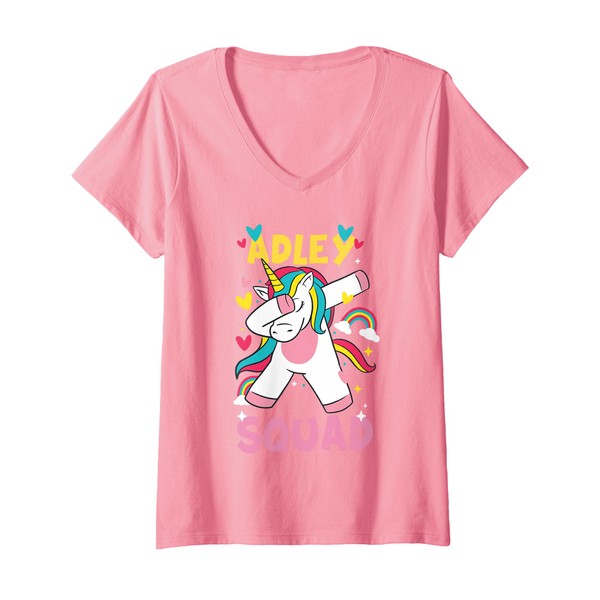 Womens Adley Merch Unicorn Design V-Neck T-Shirt