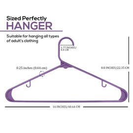Utopia Home Plastic Hangers 50 Pack - Clothes Hanger with Hooks - Durable & Space Saving Coat Hanger - Heavy Duty Purple Hangers - Skirt Hangers