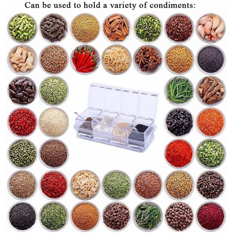 SANBREVE 4 Piezas Especieros Salsera Organizador Azucarero Cocina