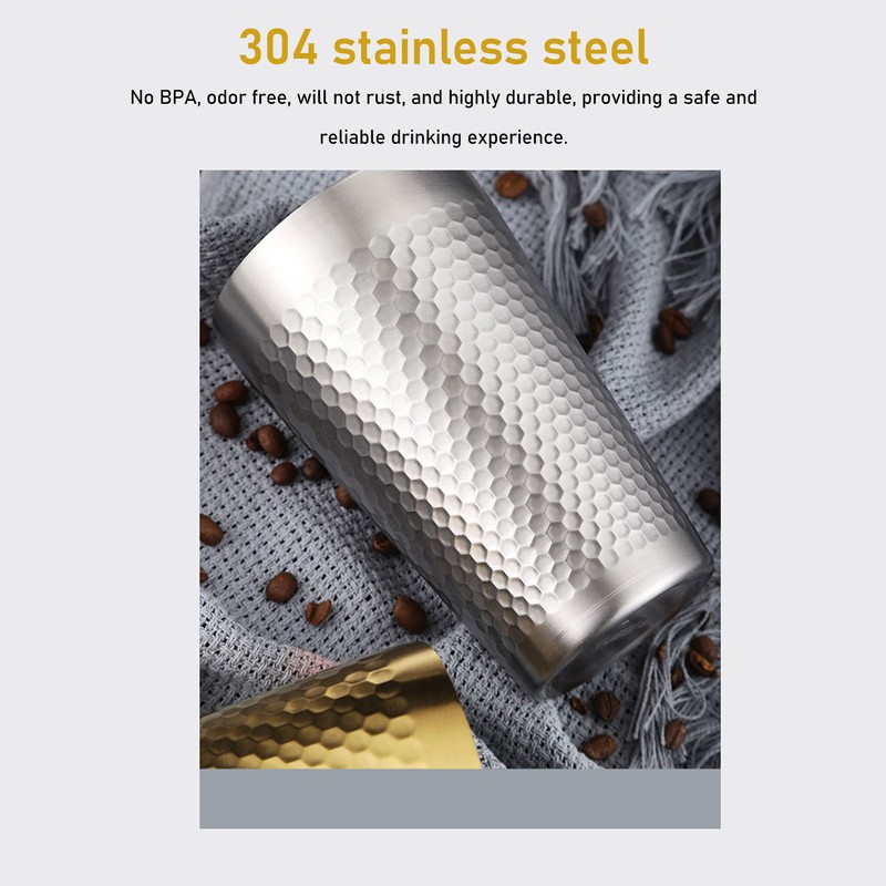 2pcs 304 Stainless Steel Pint Cup Hot Cold Drinking Cup