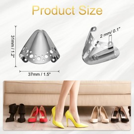 uxcell 2Pcs Metal Shoes Pointed Protector High Heel Toe Caps Cover Durable Shoe Tip Cover Hollow Pointed Shoe Head Tips Cap for Shoe Protection Repair, Shoe Protection (Silver)