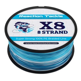 Reaction Tackle Braided Fishing Line - 8 Strand Blue Camo 10LB 500yd