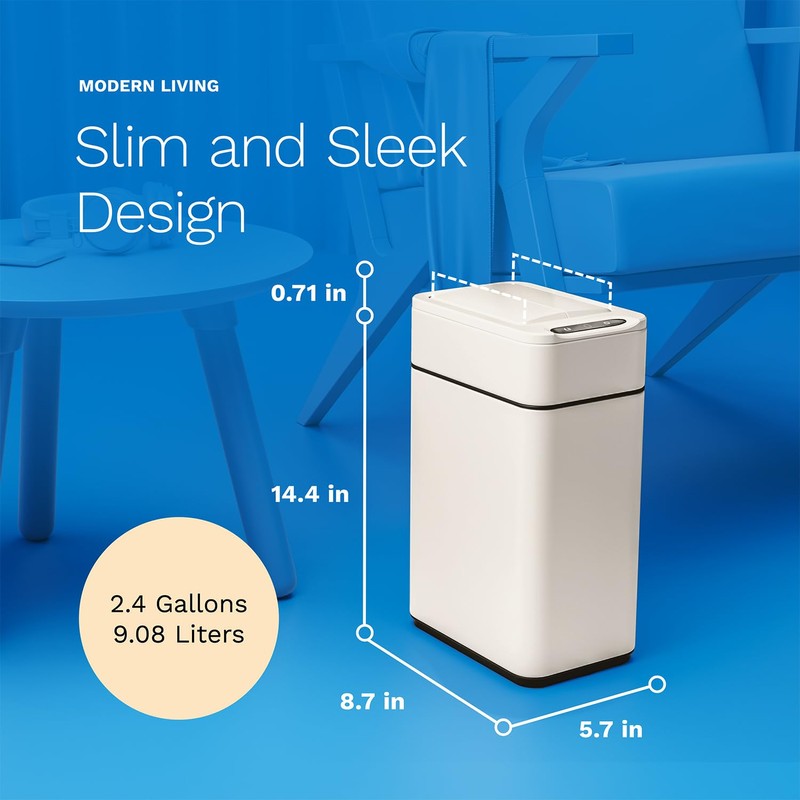 hOmeLabs Durable 2.4 Gallon Sensor Trash Can, Retractable Butterfly Lid,