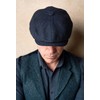 Gamble & Gunn Shelby' Flat Cap Navy Herringbone Vintage Style