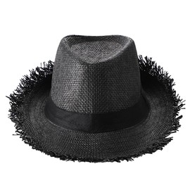 XGOPTS Mens Panama Hat Fedora Trilby Straw Sun Hat Short Brim Jazz Cap Summer Outdoor Casual UV Protection Panama Cap for Beach Holiday Traveling Black