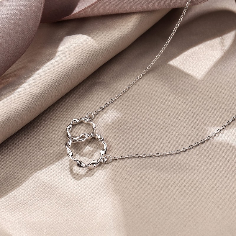 EVER FAITH Twisted Circles Infinity Necklace, Dainty Sterling Silver Friendship