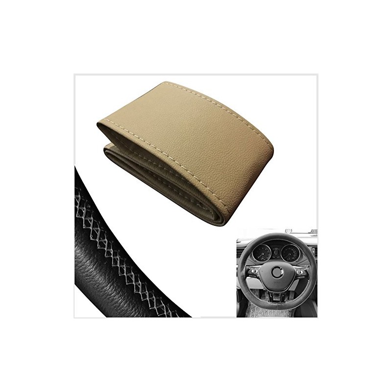 Akhan SC103B - Beige Steering Wheel Cover Protector Cover 37-39
