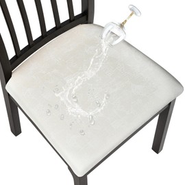 SearchI Fundas de asiento impermeables de piel sintética para sillas de comedor, paquete de 4 fundas elásticas para asientos de silla de comedor, fundas protectoras para asientos de silla de cocina