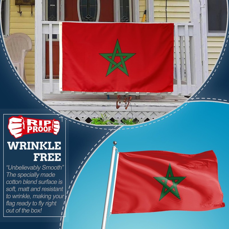 Anley Rip-Proof Double Sided 3-Ply Morocco Flag 3x5 Foot -