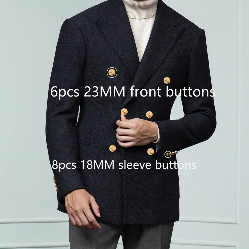 14 Pieces Metal Eagle Badge Buttons Set for Men's Blazer