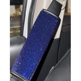 Ultra Bling Seat Belts 2Pack Bling Seat Belt Cover for Women, Soft Velvet & Diamonds Design Glitter Rhinestone Car Seat Belt Strap Cover Shoulder Pad (Blue)