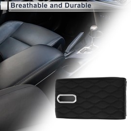 X AUTOHAUX Car Center Console Cover Car Armrest Cover Multifunctional 12.60"x6.69"x1.97" Black Napa Leather
