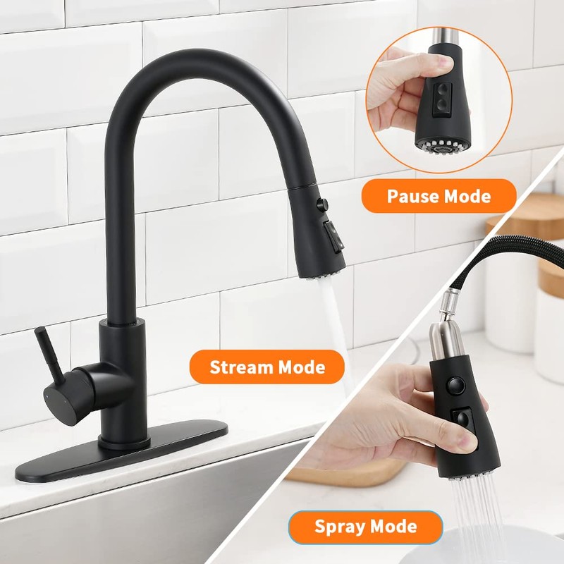 Black Kitchen Faucets with Pull Down Sprayer Kitchen Sink Faucet