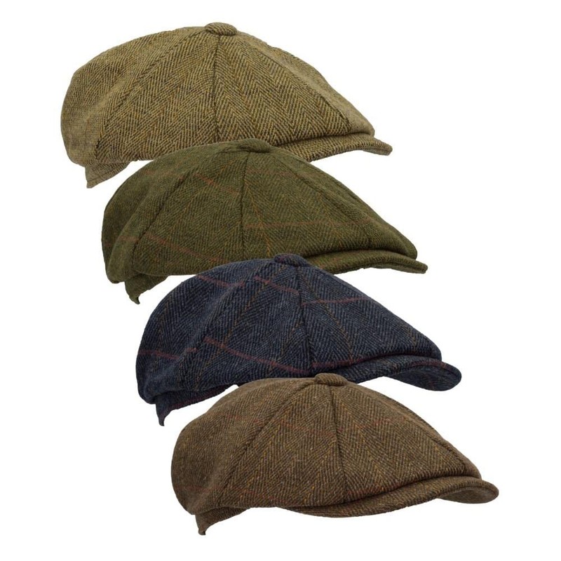 WALKER AND HAWKES - Men's Green Sage Derby Tweed 8-Panel