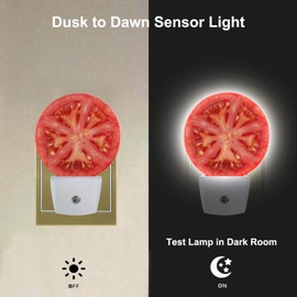 Uanvaha Tomato Night Light Novelty LED Lamp Red Tomato Slice Healthy Vegetable Decorative Night Lights Plug into Wall Auto Sensor Sleep Friendly for Boys Girls Men Women