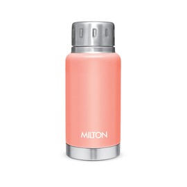 Milton Insulated Water Bottle 5.4 oz (160 ml) Stainless Steel Double Walled Vacuum Flask Hot and Cold Drinks, Leak-Proof Simple Screw Lid, Office, Gym, Elfin 160 Peach