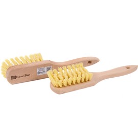 2 Stück Stielbürsten Reinigungsbürsten BawiTec Handbürste 265 mm Länge MyprenFibre Borsten Synthetik Universal Scheuerbürste Schrubberbürste Holzgriff gelocht zum Aufhängen