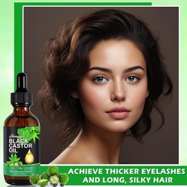 LFuTPm Black Castor Oil, 100% Pure Cold Pressed, Hair growth, Full Eyelashes & Eyebrows, Moisturize skin, Rich in Vitamins and Fatty Acids Oil, 2Fl Oz, 60ml