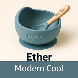 Tenukus Silicone Baby Bowl & Spoon Set – Suction Base, BPA-Free Feeding – Ether Color | Dishwasher Safe