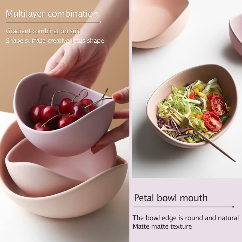 Notakia Salad Decorative Bowls Lotus Shaped Pasta Bowls Dishwasher Safe,