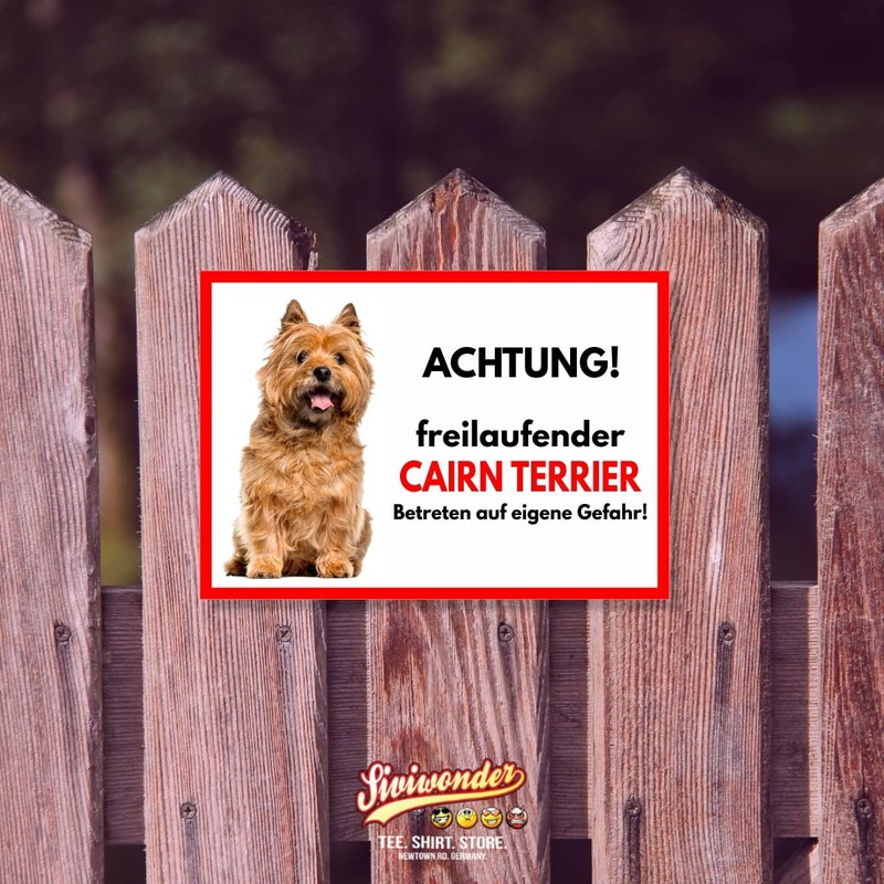 Cairn Terrier Hell Freilaufender Hund Dog Sign Saying Door Sign