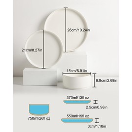 Sweejar Porcelain Dinnerware Sets for 4, 12 Pieces Ceramic Plates and Bowls Set, Classic Modern Simple Kitchen Dinner Dining Ware Set, Dishwasher and Microwave Safe Dishes Sets(Pure White)