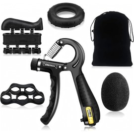 Eaykee Grip Strength Trainer Kit (5 Pack) with Counter - Adjustable Resistance Hand Gripper, Forearm & Finger Strengthener, Stress Relief Ball, Workout Ring - Hand Therapy, Muscle Building, Injury Recovery for Athletes & Therapy