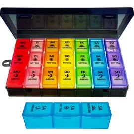 ZVZM ZVZM Tablettenbox 7 Tage Morgens Mittags Abends, Pillendose 7 Tage, Tablettenbox 7 Tage 3 Große Fächer, Medikamentenbox 7 Tage 3 Fächer, Tabletten Organizer FüR Kinder äLtere und Arthritische HäNde.