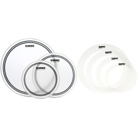 Evans EC2S Frosted 3-piece Tom Pack - 10/12/16 inch + Evans E-Rings Rock Pack Value Bundle