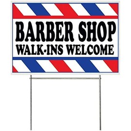 4 Less Co 18x12 Inch Barber Shop Walk-INS Welcome Yard Sign with Stake wb1s