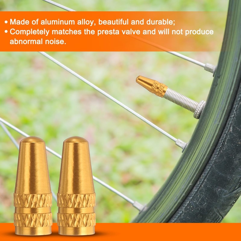 sourcing map 8pcs Bike Valve Caps Anodized Aluminum Road Bicycle