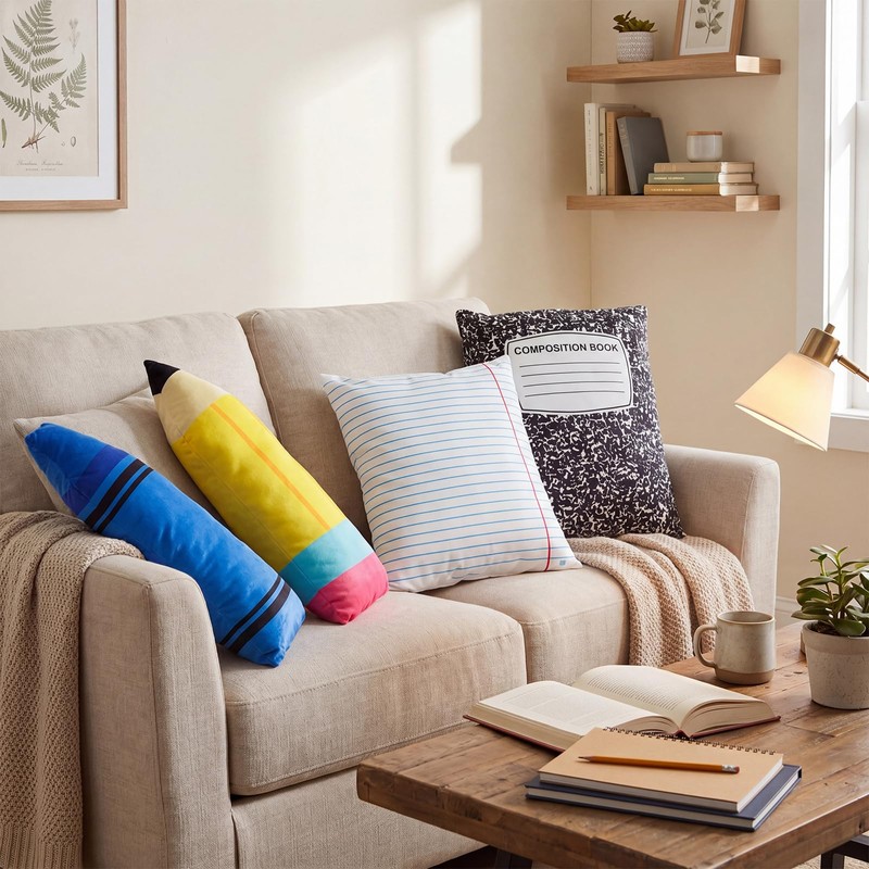 Peryiter 4 Pcs 16 Inch Back to School Throw Pillows