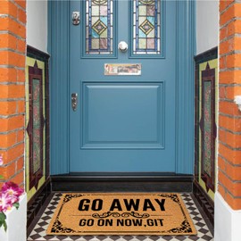 bouulm Go Away Go on Now Git 30"x18" Large Front Door Mat Outdoor Entrance Funny Doormats for Entrance Way Outdoors Indoor Washable Cute Holiday Welcome Mats for Entryway with Rubber Backing